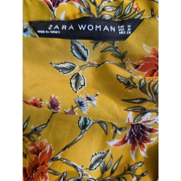 Zara Women modest mustard yellow bell sleeved with floral print blouse. Size M. - Picture 6 of 7